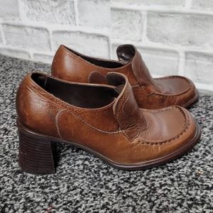 Vintage Y2K Steve Madden Blinky Brown Leather Chunky Loafers